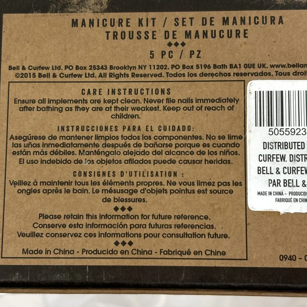 Bell & Curfew Wallet  Manicure Five (5) pc Stainless Kit  NIB